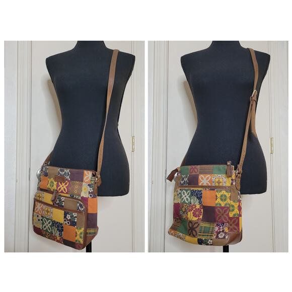 RELIC by Fossil Faux Leather Multi-Color Patchwork Adjustable Crossbody Purse - Picture 3 of 12